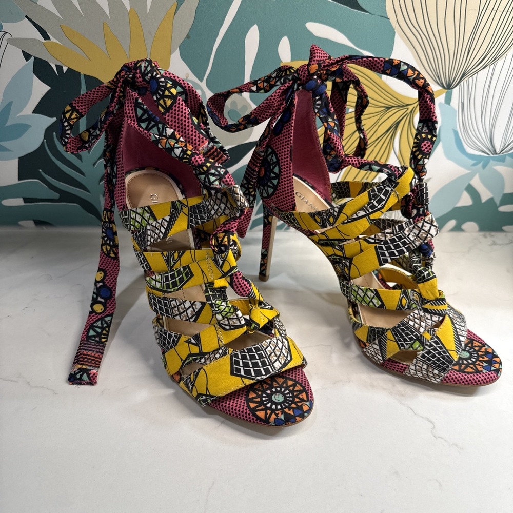 Gianni‎ Bini Ankle Wrap Lace-Up Strappy Sandals Size 8 Posh Fancy Eccentric Boho